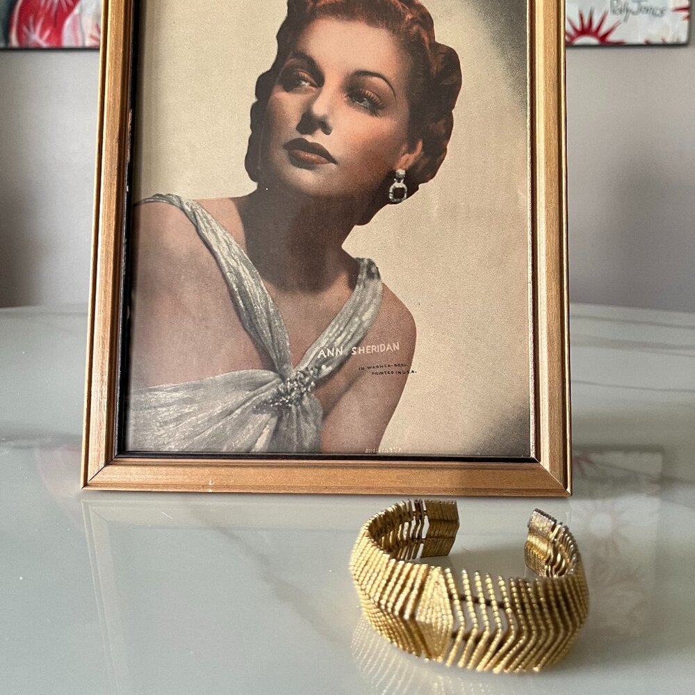 Vintage Gold Articulated Chevron Cuff Bracelet